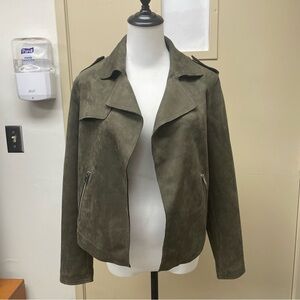 Philosophy Green Faux Suede Moto Jacket size S